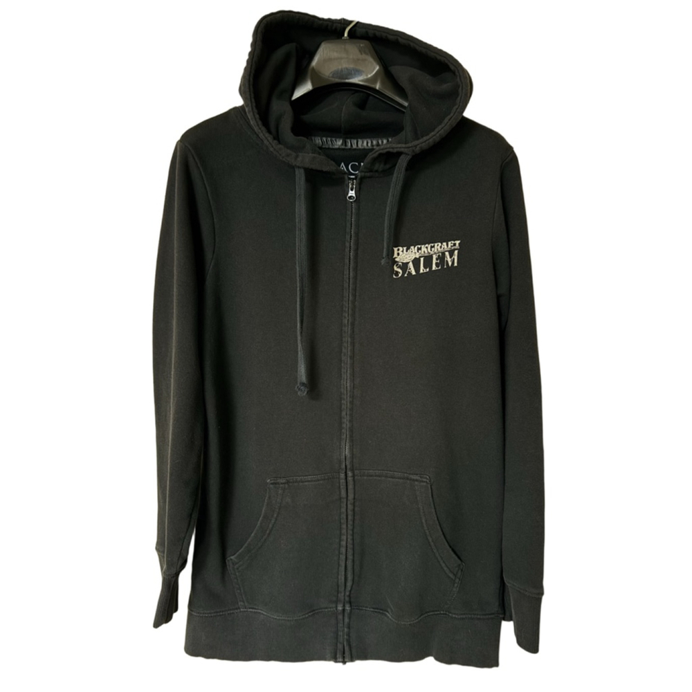 Blackcraft Men’s Unisex Black White Salem Witch Graphic Full Zip Hoodie Sz L